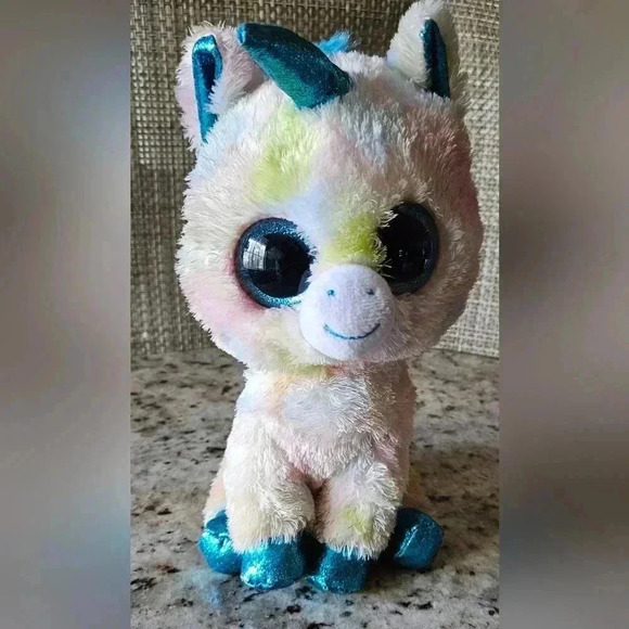 TySilk 2018 Beanie Boos Blitz the Unicorn Stuffed Animal Plush Multi Color - Picture 1 of 5